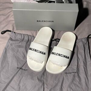 White Balenciaga Women’s Pool Slides size 39